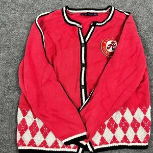 Birch Bros Cardigan Womens Size L Red Alabama Crimson Tide Argyle Knit Button Up